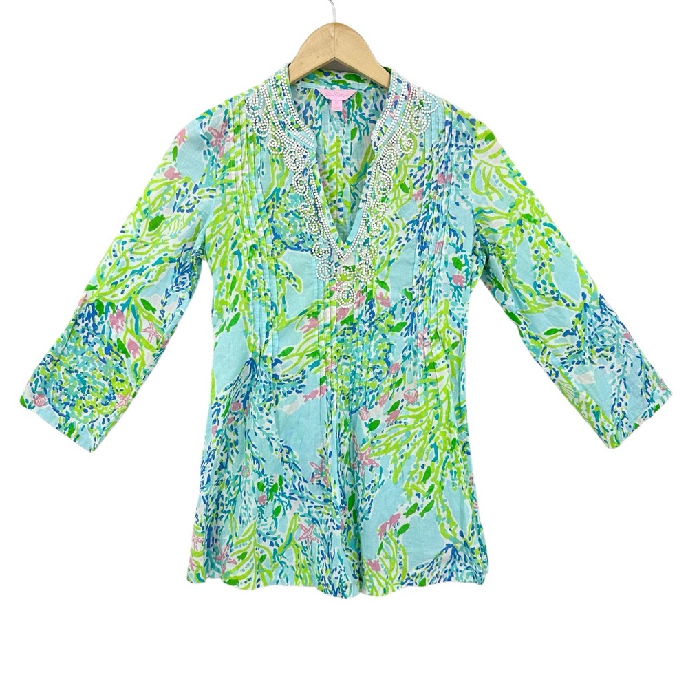 LILLY PULITZER Sarasota Tunic Top Shirt Heaven Beach Resort Cruise